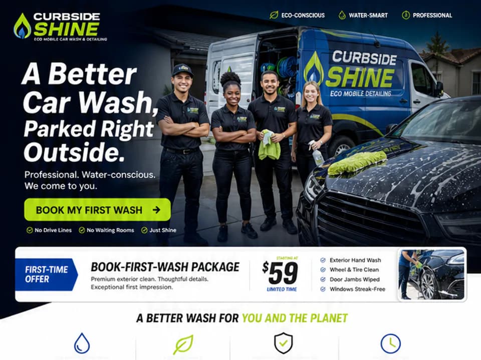 Mobile Car Wash Booking Funnel, Websites