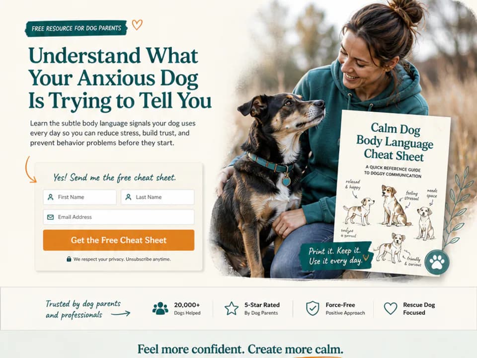 Dog Body Language Cheat Sheet Opt-in, Funnels
