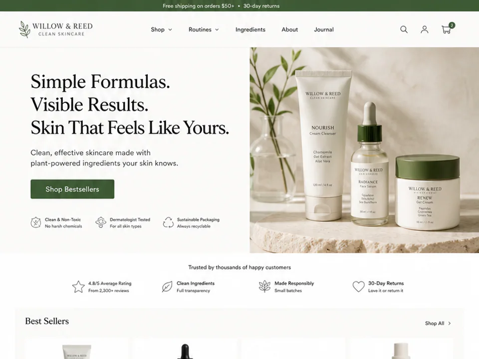 Skincare Ecommerce Website, Websites
