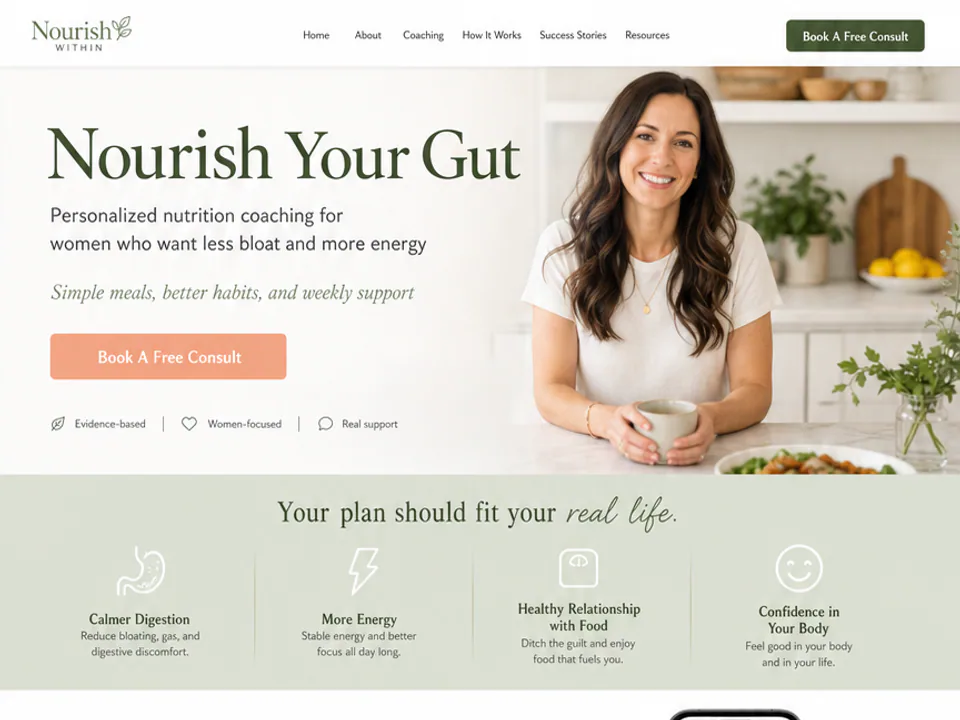 Nutrition Gut Health Coach Website, Websites