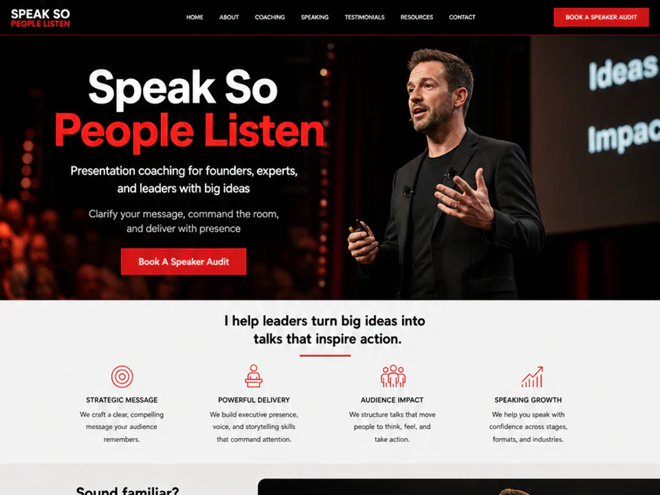 Public Speaking Coach Website, Funnels